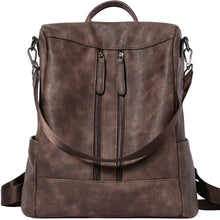 Load image into Gallery viewer, Purse Leather Beige/Brown Anti-theft Travel Backpack
