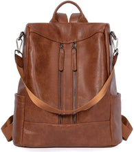 Load image into Gallery viewer, Purse Leather Brush-off Vintage Brown Anti-theft Travel Backpack