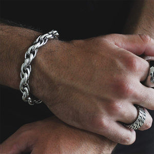 Ancient Silver Stainless Steel Bracelet with Easy Lobster Clasp