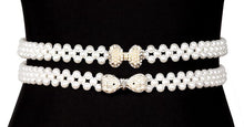 Load image into Gallery viewer, Bow Knot White Buckle Set 2pcs Dress Crystal Rhinestone Belt