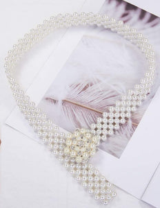 Off White- Pink Set 2pcs Dress Crystal Rhinestone Belt