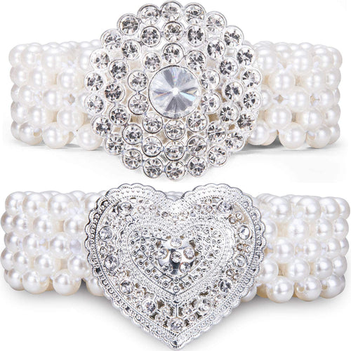 Heart Round Set 2pcs Dress Crystal Rhinestone Belt