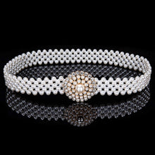 Load image into Gallery viewer, White Pearl Belt + Diamond Shining Buckle 2pcs Pearl Belts