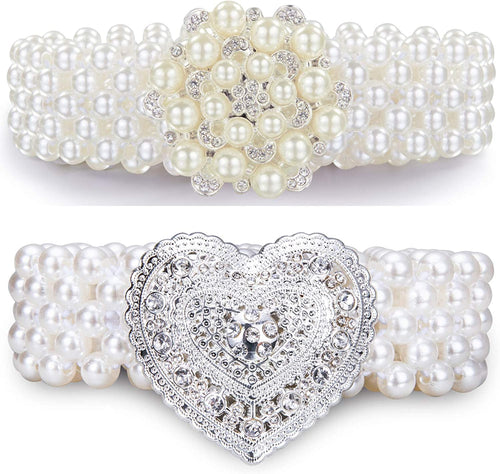 Party Bouquet Buckle + Silver Diamond Love Set 2pcs Dress Crystal Rhinestone Belt