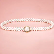 Load image into Gallery viewer, White Pearl Buckle Set 2pcs Dress Crystal Rhinestone Belt