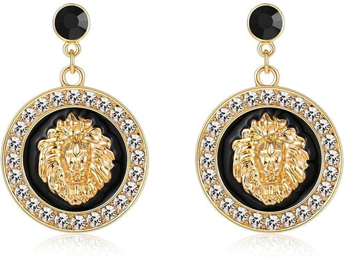 Gold Lion Head Stud Earrings