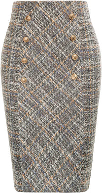 Luxe Multicolored Double Breasted Bodycon Pencil Skirt
