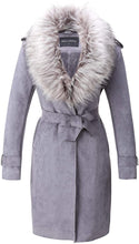 Load image into Gallery viewer, Faux Suede Long Gray Jacket Outwear Trench Coat