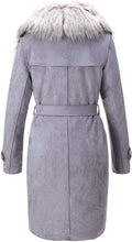 Load image into Gallery viewer, Faux Suede Long Gray Jacket Outwear Trench Coat Cardigan