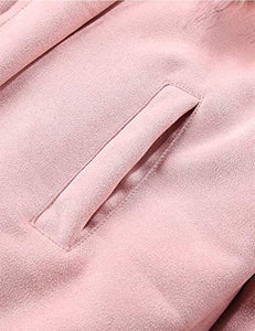 Faux Suede Long Pink Jacket Outwear Trench Coat