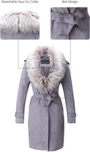 Load image into Gallery viewer, Faux Suede Long Gray Jacket Outwear Trench Coat