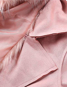 Faux Suede Long Pink Jacket Outwear Trench Coat