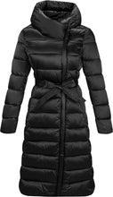 Load image into Gallery viewer, Black Quilted Hooded Long Women&#39;s Puffer Jacket