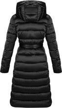 Load image into Gallery viewer, Black Quilted Hooded Long Women&#39;s Puffer Jacket