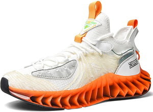 Men's White Orange Sports Athletic Running Shoes