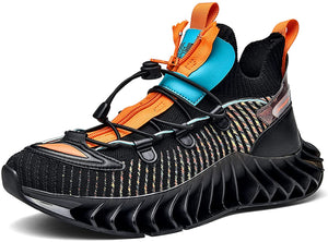 Men's Black Zip Sports Athletic Running Shoes