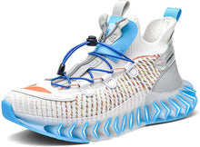Load image into Gallery viewer, Men&#39;s White Blue Zip Sports Athletic Running Shoes