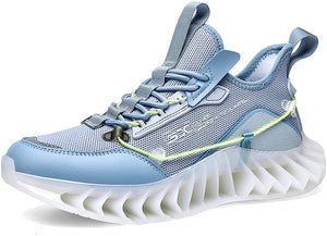 Men's White Blue Zip Sports Athletic Running Shoes