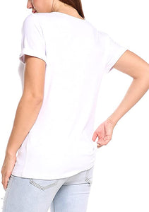 Casual White V-Neck Short Sleeve T-shirt