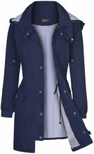 Load image into Gallery viewer, Windbreaker Navy Blue Lightweight  Waterproof Hooded Trench Coats