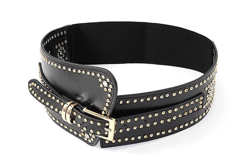 Retro Black Wide Stretchy Belt Waistband