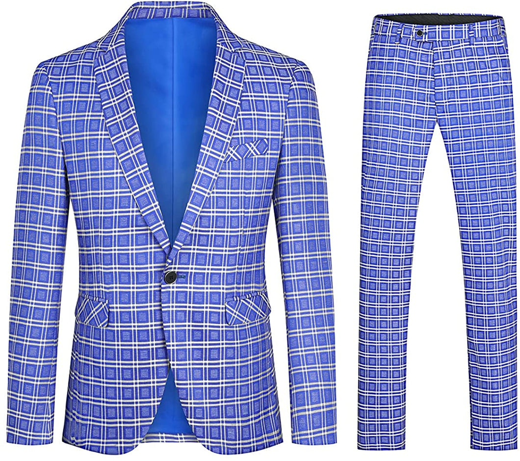 Men's Light Blue Notched Lapel Single Breasted 2pc Suit