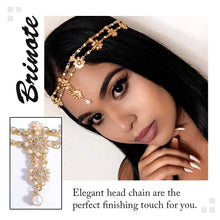 Load image into Gallery viewer, Gold Floral Headband Pearl Crystal Jewelry Head Chain