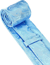 Load image into Gallery viewer, Men&#39;s Paisley Blue Formal Cufflink Tie Clip Set