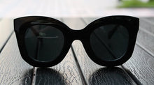 Load image into Gallery viewer, Black Semi Cat Eye UV Coating Clear Gradient Lens Sunglasses