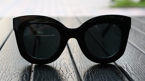 Black Semi Cat Eye UV Coating Clear Gradient Lens Sunglasses
