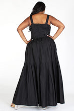 Load image into Gallery viewer, Plus Size Black Strappy Square Neckline Dress With Side Pockets