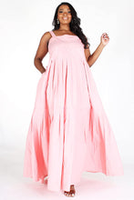 Load image into Gallery viewer, Plus Size Pink Strappy Square Neckline Dress With Side Pockets