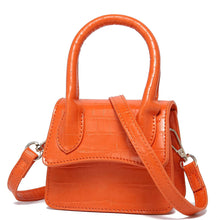 Load image into Gallery viewer, Trendy Orange Croc Tiny Handbag with Curved Flap cover