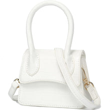 Load image into Gallery viewer, Trendy White Croc Tiny Handbag with Curved Flap cover