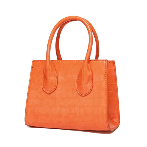 Trendy Orange Mini Purse Crocodile Pattern Handbag