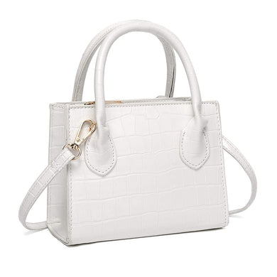 Trendy White Mini Purse Crocodile Pattern Handbag