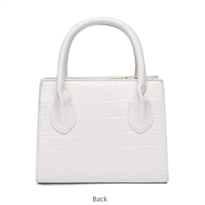 Trendy White Mini Purse Crocodile Pattern Handbag