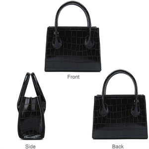 Trendy Black Mini Purse Crocodile Pattern Handbag