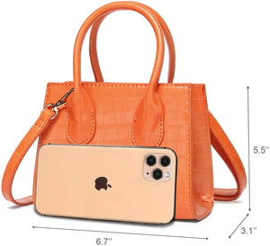 Trendy Orange Mini Purse Crocodile Pattern Handbag