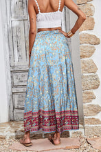 Load image into Gallery viewer, Blue Floral Elastic High Waisted A-Line Maxi Skirt