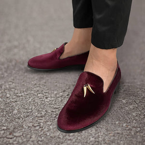 Men's Red Wine Luxury Slip-On Dress Shoes