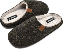 Load image into Gallery viewer, Men&#39;s Brown Twill Memory Foam Scuff Comfortable Slippers