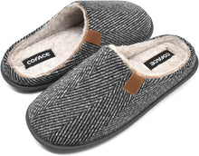 Load image into Gallery viewer, Men&#39;s Grey Twill Memory Foam Scuff Comfortable Slippers