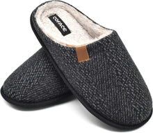 Load image into Gallery viewer, Men&#39;s Black Twill Memory Foam Scuff Comfortable Slippers