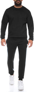 Men's Black Warm Winter Long Sleeve 2pc Sweatsuit