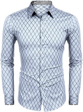 Men's Business Light Blue Long Sleeve Slim Fit Shirt