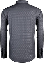 Load image into Gallery viewer, Men&#39;s Business Dark Grey Long Sleeve Slim Fit Shirt
