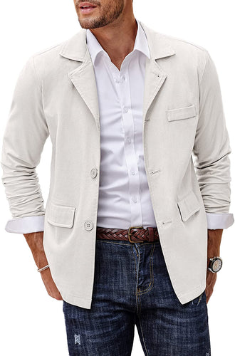 Classic White Notched Lapel Men's Casual Sport Coat