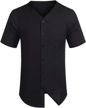 Load image into Gallery viewer, Men&#39;s Black Short Sleeve Button Down Linen Shirt