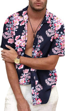 Load image into Gallery viewer, Men&#39;s White Floral Short Sleeve Casual Shirt